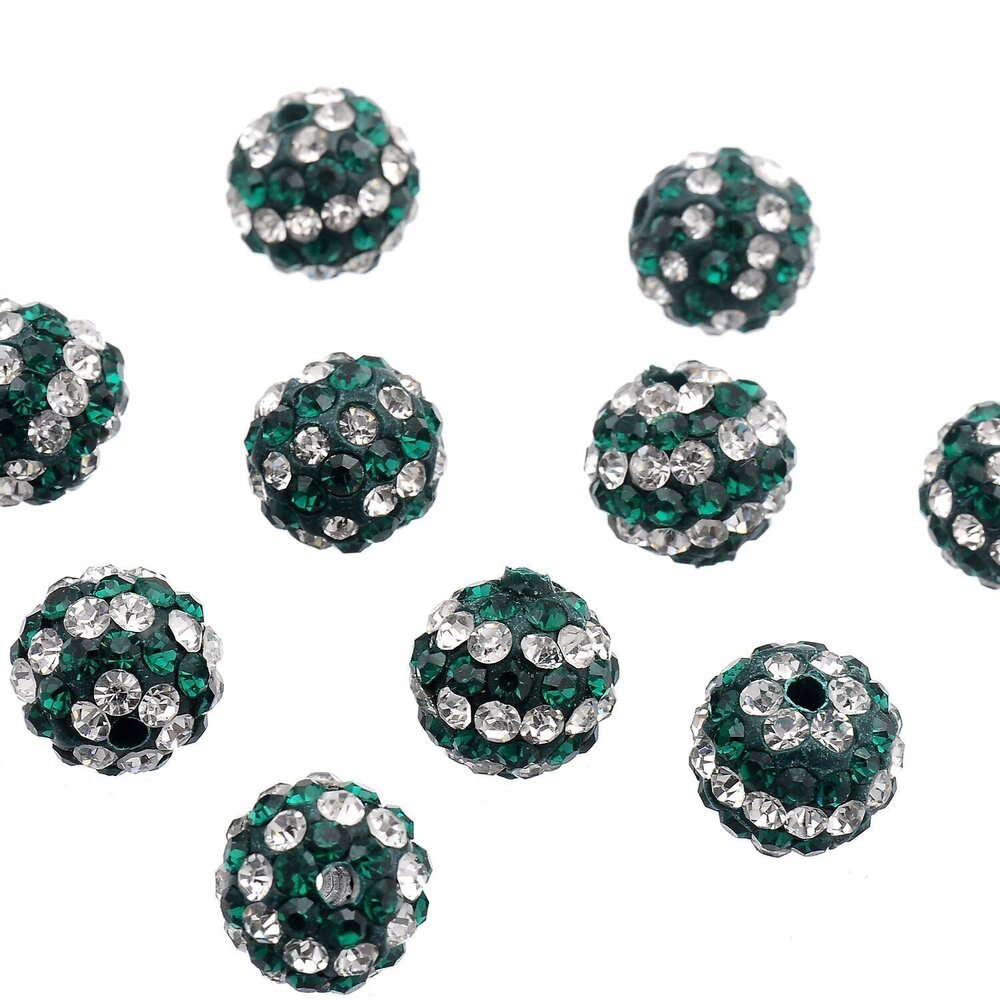 8580 Stripes Czech Crystal Round Disco Ball Clay Beads fit Shamballa